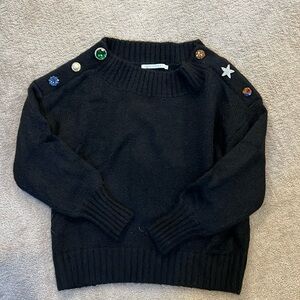 Veronica Beard Black Embellished Crewneck Sweater